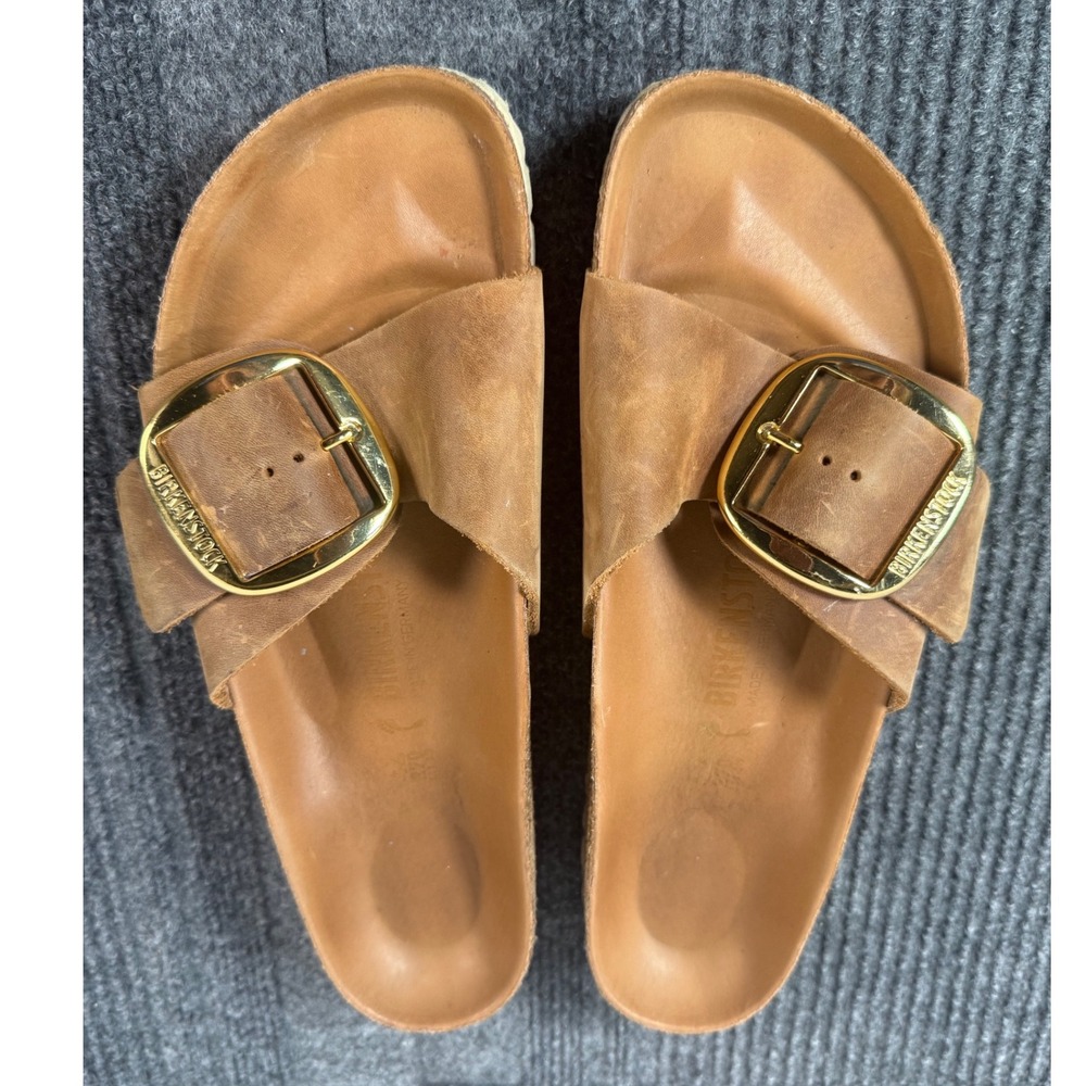 Birkenstock Madrid Big Buckle Cognac Oiled Leather Sandals 42 L11 M9